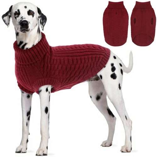 CITÉTOILE Maglione in Lana per Cani e Gatti - Giacca Calda e Morbida Cappotto Vestiti per Animali Invernali - Adatto per Cane Piccoli, Medi e Grandi, Rosso, L
