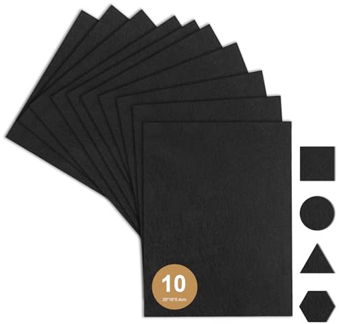 OSDUE Felt Furniture Pads,5 PCS 200mm x160mm Floor Protector Pads,40mm Thick Self-Adhesive Furniture Felt Sheets,Non-Slip, Cut To Size Pad Sheets for Hardwoods Floors,Black