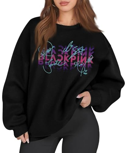Sweat-Shirt Born Pink Noir et Rose World Tour à col Rond et Manches Longues Sweat-Shirt Tenues pour Concert 02-Bleu S