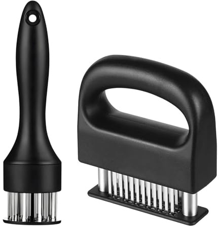 WZHHDM 2 PCS Steaker Fleischzartmacher, Fleischklopfer Edelstahl 304, Meat Tenderizer Schnitzelpresse mit 48 Klingen+21 Klingen für Steak Huhn Schwein Fisch BBQ(Schwarz)