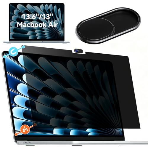 imluckies Filtro de Privacidad Magnético para MacBook Air 13.6 y 13 pulgadas (2022–2026, M2/ M3/ M4/ M5) – Extraíble & Reutilizable, Protector Mate Anti-Reflejo con Tapa de Lente