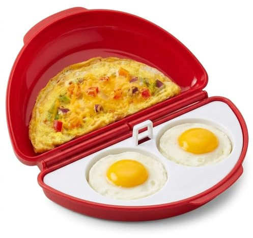 Cuociuova per Microonde 2-in-1, Cuoci Uova Microonde con Stampo per Uova in Camicia,Accessorio Multifunzione per Omelette, Uova Strapazzate e Uova Sode, Colazione Veloce