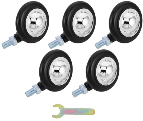 Alipis Ruedas Giratorias M10 Antienredos para Taburete y Silla de Oficina, Ruedas de Repuesto Plásticas Roscadas, Paquete de 5 Unidades, Compatibles Muebles y Carritos de Salón,
