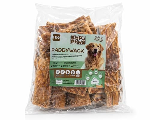 Supa Paws 1Kg Beef Paddywack for Dogs,100% Natural Pet Treat Air-Dried Beef Treat for Dog, High Protein, Low Fat Dog Snacks, Grain & Gluten Free Dog Chews Hypoallergenic Beef Sticks