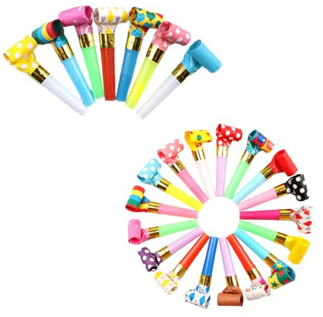 Party Blowers, 20 Pcs Colourful Noise Makers | 20 pcs colourful party blowers for birthdays, party bags and celebrations.
