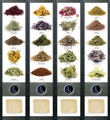 Ordnerrücken breit 4er Set Ordner Gewürze Körner Gewürz Aufkleber Etiketten Deko 443