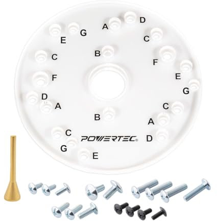 POWERTEC 71369 Plaque de base universelle pour défonceuse avec broche de centrage | 16,5 cm de diamètre, 0,6 cm d'épaisseur | Outil de défonceuse électrique professionnel