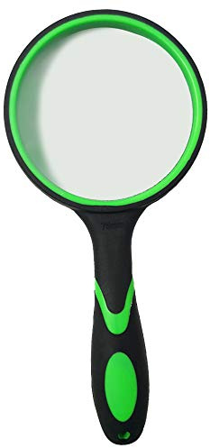 Fatiya 10X Magnifying Glass, 75mm Lens, Non-Slip Soft Rubber Handle, Shatterproof, Ideal for Reading, Inspection
