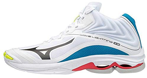 Mizuno Wave Lightning Z6 Mid Volleybollsko för män, Vit svart diva blå, 46 EU