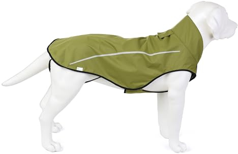 Mile High Life Dog Raincoat, Adjustable Waterproof Reflective Rain Jacket for Small Medium Large Dogs, Lightweight Breathable Pet Rain Coat with Leash Hole(Lime Yellow,M Chest 26-32)