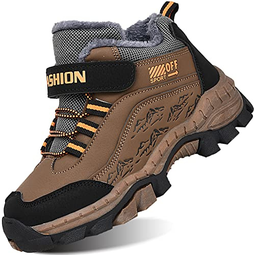 IYVW 1768 Chaussure de Course Garcon Mode Baskets Basses Sneakers Chaussures de Outdoor Trail Walking Compétition Entraînement Chaussure Marron 33 EU