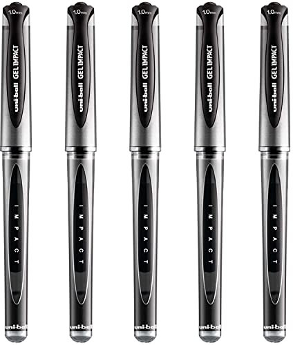 uni-ball UM-153S Gel Impact breite Tintenroller, 1 mm Spitze, 0,6 mm Strichbreite, schwarze Tinte, 5 Stück