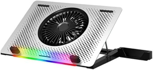 UTOQIA Base Refrigeradora Portátil 12 -17 Gaming Laptop Cooler Cooling Pad Aluminio 5 Ventiladores Silenciosos 3500RPM Viento Fuerte para Gamers Office Ventilador para Portátil