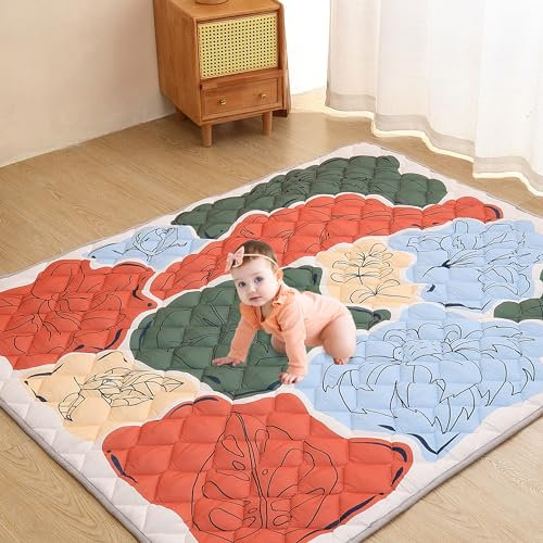 EAQ Krabbelmatte Faltbare & Waschbare Laufstallmatte, Dicke Einteilige Extra Große Rutschfeste Krabbeldecke für Baby