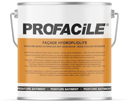 Peinture façade mat HydroPliolite PROFACILE, impression, finition, durable jusqu'a 10 ans 2.5 litres Pierre (RAL 085 90 20)