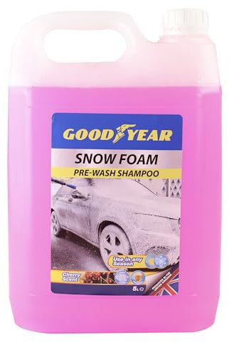 Goodyear Snow Car Shampoo 5L – Cherry Fragrance, Pressure Washer Compatible, Thick Lather, Gently Lifts Grime, Lance Suitable