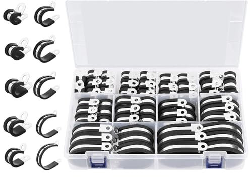 Assortiment de 110 serre-câbles en acier inoxydable avec rembourrage en caoutchouc - Serre-câbles métalliques durables