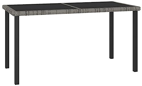 LXYZWRW Outdoor-Tische, Garten-Esstisch, grau, 140 x 70 x 73 cm, Polyrattan