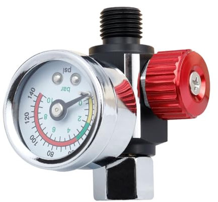 Bestgle Válvula de Control de Presión,Regulador de Presión de 4 Agujeros,Pistola de Pintura en Aerosol de 1/4 pulgadas Para Compresor De Aire Y Herramientas Neumáticas