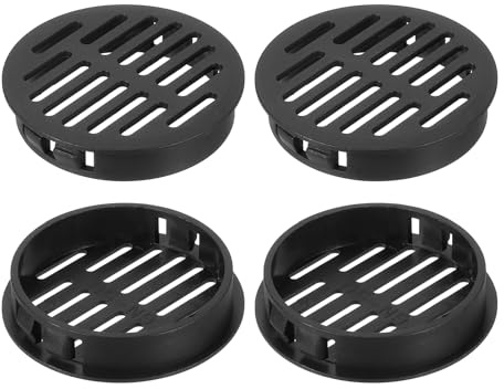 QUARKZMAN 8Pcs Grille de Ventilation Ronde en Plastique, Diamètre Encastrement 50mm Hauteur 11.5mm Grille d'aération, Bouches d'aération pour Armoire Plafond Mur Fenêtre Radiateur, Noir