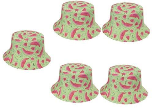 Holibanna 5stücke Wassermelonen-Print Eimerhut Für Damen Stylischer Fischerhut Leicht Atmungsaktiv Für Strand Camping Und Festivals Bequeme Sommermütze