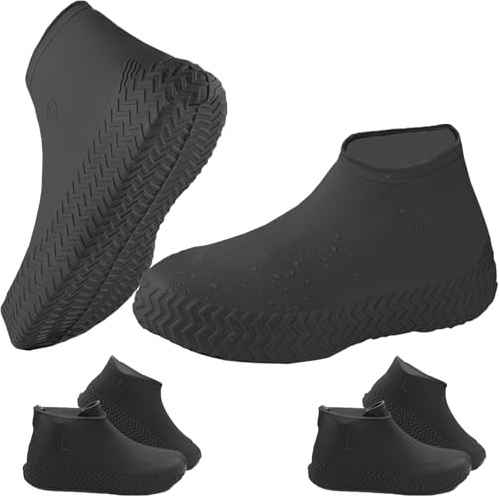 Ahigh Cubre Zapatos Impermeable, Protector Calzado Lluvia, Desechables/Reutilizables de látex cubrezapatos impermeable, Calzado para Moto Hombre Lluvia, para lluvia, días de nieve, 3 Pares EU 38-43