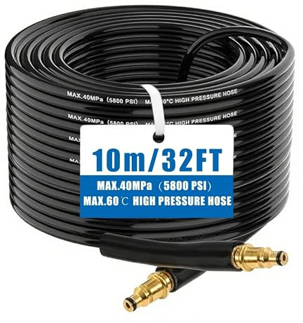 10M Pressure Washer Replacement Hose for Karcher K Series K2 K3 K4 K5 K6 K7, Extension Hose for Jet Washing with Quick Click Plug Connector，Anti Twist for Cleaning Car Garden
