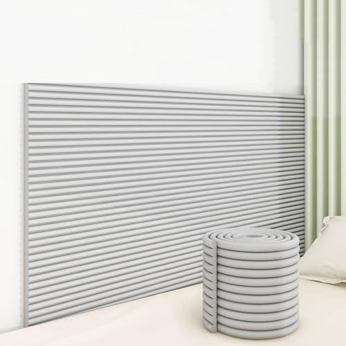 Pannelli Imbottiti Testata letto, DIY Tagliabile Pannelli Imbottiti per Pareti, 200 CM Imbottitura Autoadesiva da Parete Cuscino, Anti-Collisione Tappetino da Muro per Bambini(Grigio,1pcs)