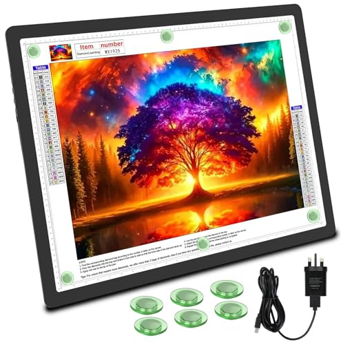 TOHETO Mesa luminosa A2 para pintura de diamantes (64 x 46,6 cm), recargable, caja de luz magnética grande para dibujar, almohadilla de luz LED recargable para trazar, placa de luz inalámbrica para