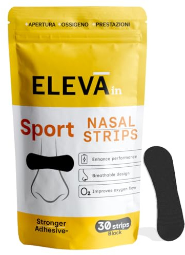 Eleva Sport Cerotti Nasali Sportivi | Adesivo Extra-Forte 12 Ore Resistente al Sudore | Massimizza Airflow e Performance | Nasal Strips Ideali per Running, Ciclismo, Crossfi
