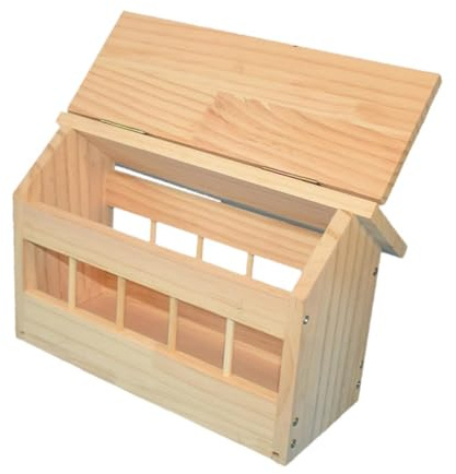 KiBcsLic Mangeoire Pigeon Récipient Nourriture Trogne Bois Distributeur Alimentation Pratique pour Pigeons Poules Cailles Application Maison Ferme Jardin, S