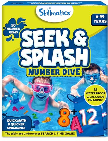 Skillmatics Pool Toys - Seek & Splash, Search & Find Water Game, Swimming Pool Number Dive Toy for Kids, Summer Fun & Gifts for Boys & Girls Ages 6, 7, 8, 9, 10, 11 & Up, Includes 50 Colorful Gems