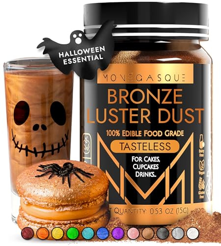 MONÉGASQUE Bronze Edible Glitter for Drinks & Cakes, Lustre Dust, 15g | Bronze Edible Lustre Dust for Halloween Cocktails, Cakes & Party Drinks - Kosher, Halal, Vegan, Tasteless