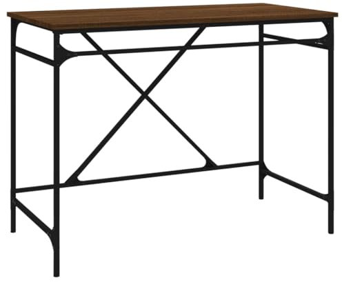 vidaXL Schreibtisch, Computertisch Metallgestell, PC Tisch für Arbeitszimmer Büro, Bürotisch Arbeitstisch, Industrie-Design, Braun Eichen-Optik 100x50x75cm Holzwerkstoff Eisen