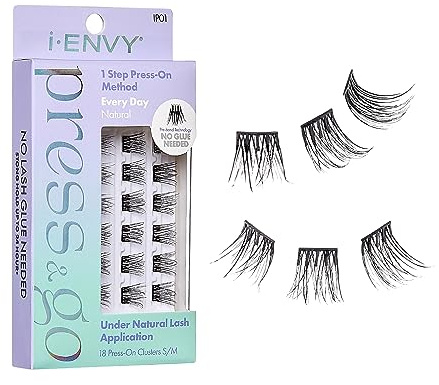 i-ENVY Press & Go Self Adhesive Eyelashes, No Glue Required, False Eyelash Clusters, Easy Application, 1 Step Pres-on Eyelashes, No Damage or Residue (Every Day Natural)