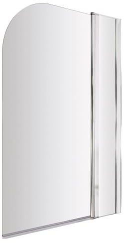 Parete per vasca da bagno reversibile in vetro temperato di sicurezza da 6 mm, con pannello fisso, cromato