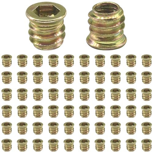 60 PCS Threaded Insert Nuts,Hex Socket Screw-in Nuts for Wooden Furnitures (M8)