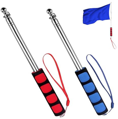 Asta Porta Bandiera Telescopica, Bandiera Portatile del Telescopio 2 Pezzi, Bandiera Portatile Dell'acciaio Inossidabile, Bandiera Dell'acciaio Inossidabile Estensibile, Adatto per Guide Turistiche