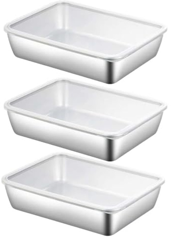 Generico Meat Keeper för kylare, 3 x livsmedelsbehållare med luftburna Lids, rostfritt stål bakhållare, Fridge Organizer för frukt, grönsaker och livsmedelsförvaring (9,84 x 7,87 x 1,97 tum)