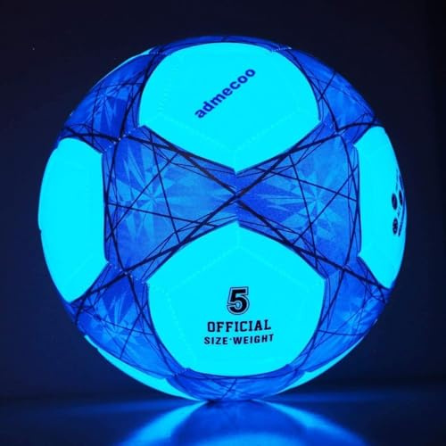 Laxnako Sports Traditional Light Up Football Glow in The Dark Football Youth and Adult Soccer Balls for Night Games -Size 3/4/5 - Official Size & Weight-Size-5