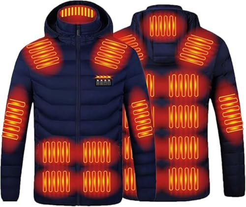 Generico Giacca Riscaldata per Uomo e Donna, 3 Temperature Giacche Riscaldate 19 Zone Giubbotto Riscaldato Uomo Moto Sci Caccia all'aperto in Campeggio(Blue,M)
