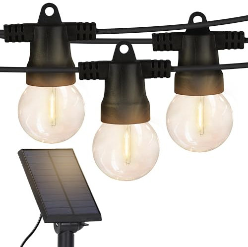 Brightech Ambience Pro - Waterproof Solar LED Outdoor String Lights – 1W Retro Edison Globe Bulbs - 27 Ft Bistro Lights Create Cafe Ambience in Your Yard, Pergola - Soft White