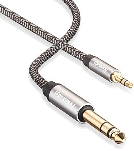 Nanxudyj 6.35mm to 3.5mm AUX Cord 6ft, 3.5mmTRS 1/8 Male to 6.35mm 1/4 Male Stereo Audio Cable Nylon Braid Aux Cord Cable Compatible Headphones,Laptop,Home Theater Devices,and Amplifiers & More
