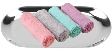 Silbernes Ovales Schminktisch-Tablett, Edelstahl-Schmucktablett, Vanity Tablett Serving Tablett Organizer Tablett, Ovale Ablageschale Edelstahl Buffet Platte, Aufbewahrungs-Organizer 18.8x8cm