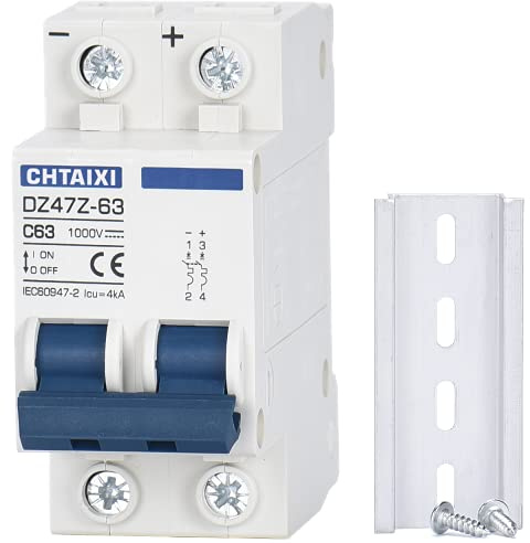 CHTAIXI DC Miniature Circuit Breaker, 2 Pole 1000V 63 Amp