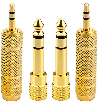 3,5mm Maschio a 6,35mm Femmina e 6,35 mm Maschio a 3,5 mm Femmina Adattatore Jack Stereo Placcato, Adattatore Jack 6.3 3.5 Amplificatore Cuffie Compatibile con Chitarra Tastiere Elettroniche Cuffie