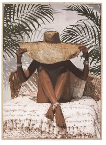 Atmosphera - Toile imprimée Eliane - Bois - 58x78 cm