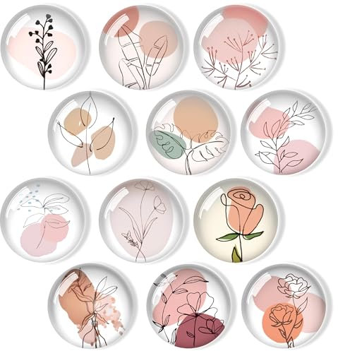 XoeLLe Magnete Kunst Kühlschrankmagnete, 12 Stück Lustige Starke Magnete für Magnettafel, Kristallglas Whiteboard Magnete Kinder, Rund Dekorative Kühlschrank Magnettafel für Haus, Büro und Schule