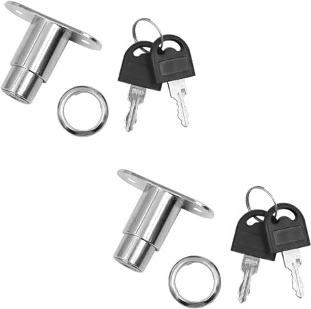 ZONADAH Lot de 2 serrures de fenêtre coulissantes de 23 mm - Serrure à cylindre pratique avec clé - Serrure de porte de placard pour tiroirs, bureau, armoire de classement - En alliage