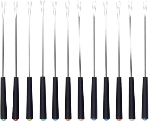 LATRAT Lot de 12 Fourchettes à Fondue en Acier Inoxydable - Poignée Résistante à la Chaleur pour Fromage, Chocolat, Rôti, Viande